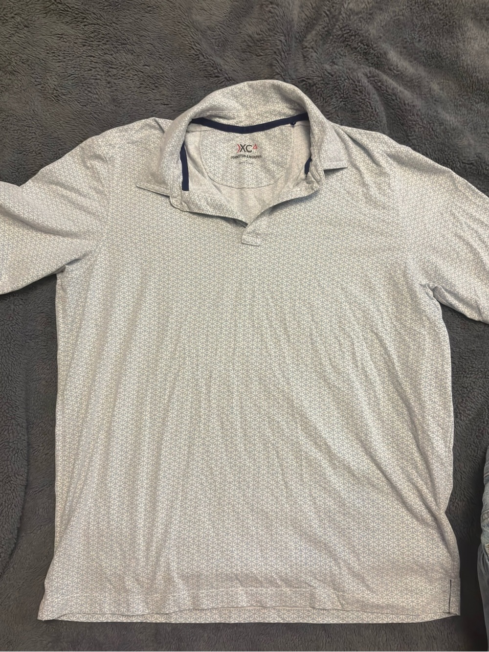 Johnston & Murphy Light Gray Micro-Pattern Polo